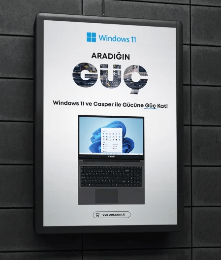 Microsoft'un Windows 11 aradığın güç reklamı.