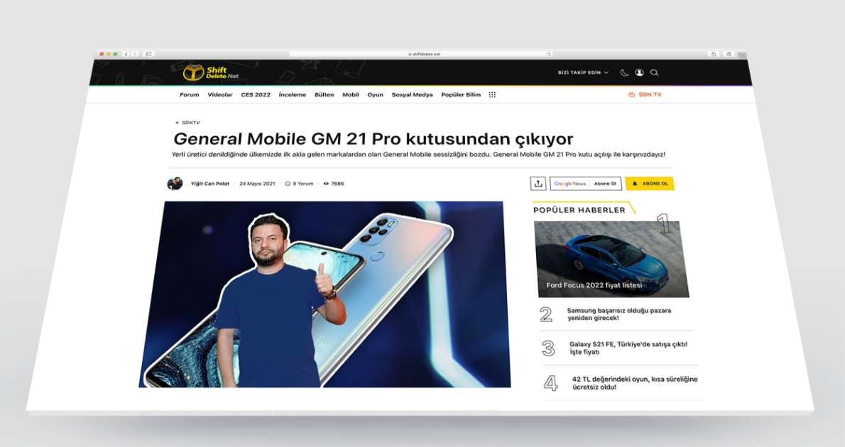 'General Mobile GM 21 Pro kutusundan çıkıyor.' ShiftDelete.Net haberi.