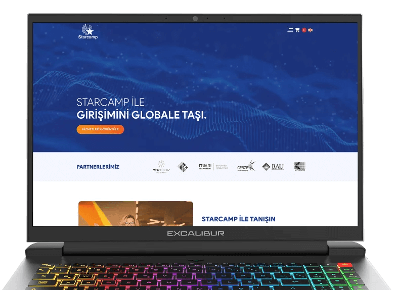 Starcamp web sitesinin anasayfası.