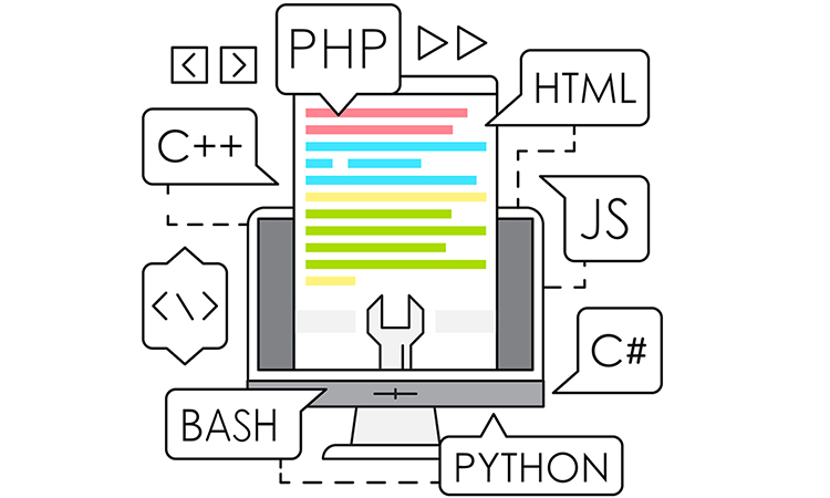 Programlama dillerinden bazıları C++, PHP, HTML, JS, C#, PYTHON ve BASH'dir.